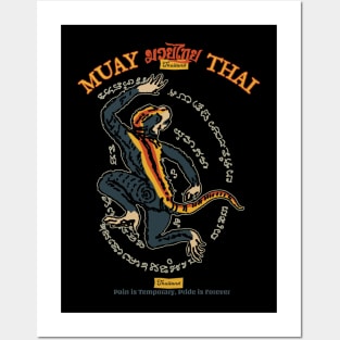 Muay Thai Monkey Tattoo Pain is Temporary, Pride is Forever Posters and Art